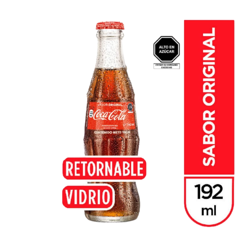 GASEOSA COCA COLA VIDRIO 192ML.
